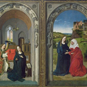 Triptych showing the Annunciation, the Visitation, the Adoration of the Angels