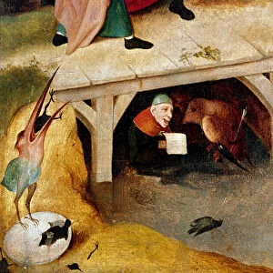 Triptych of temptations, detail. Left side: the flight and fall of Saint Anthony the Great (or Saint Anthony the Hermit or Saint Anthony the Abbe. Painting by Hieronymus Van Aeken (Aken) dit Jerome Bosch (1450-1516), 1505-1506. Oil on canvas