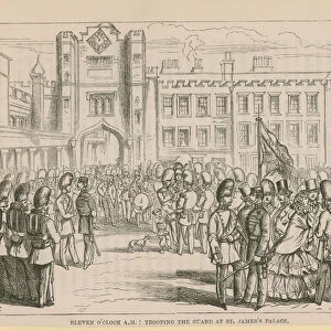 Trooping the Guard at St Jamess Palace (engraving)