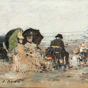 Trouville, beach scene; Trouville, scene de plage, 1886 (oil on panel)