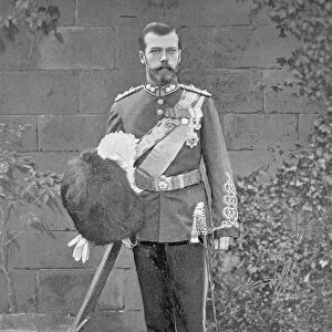 Tsar Nicholas II wearing the uniform of the Royal Scots Greys, 1894 (b / w photo)