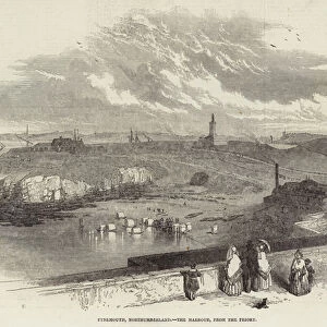 Tynemouth, Northumberland, the Harbour, from the Priory (engraving)
