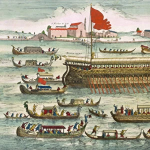 Types of Named Shipping of the Venetians, in the Lido, 1693 (colour litho)