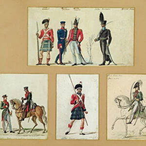 The uniforms of Scottish soldiers and Prussian, English, Hanoverian and Russian officers in 1814