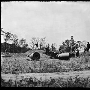 Union work-detail preparing to install mortars near Petersburg, Virginia