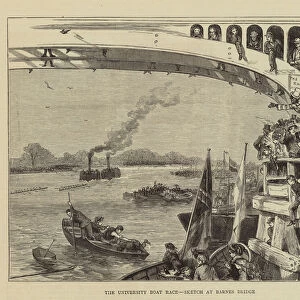 The University Boat Race, Sketch at Barnes Bridge (engraving)