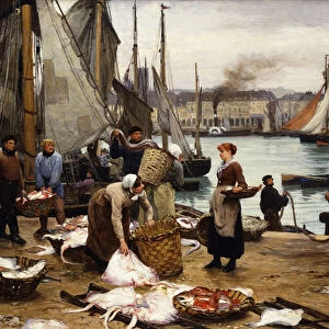 Unloading the Catch, 1881 (oil on canvas)
