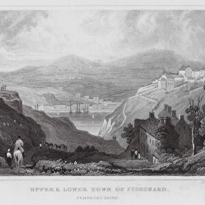 Upper and Lower Town of Fishguard, Pembrokeshire (engraving)