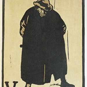 V is for Villain, illustration from An Alphabet, pub. 1898 (hand-coloured woodcut)