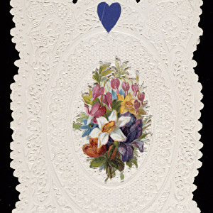 Valentine card depicting flowers, c. 1840 (colour litho on paper)