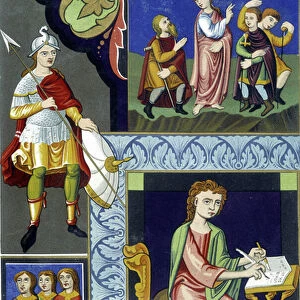 Various costumes of the 9th century. Illustration taken from "France in the 9th century"