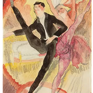 In Vaudeville: Two Dancers, 1920 (w / c & pencil on paper)