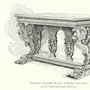 Venetian Centre Table, Carved and Gilt (coloured engraving)