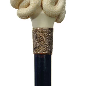 Victorian cane (ivory, silver-gilt & ebony)