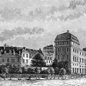 View of the Castle of Darmstadt in Germany, 1885 (engraving)