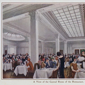 View of the Central Room of the Peter Robinson restaurant, Oxford Circus, London (colour litho)