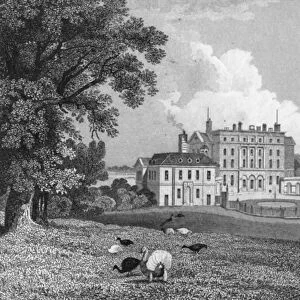 View of Chevening Place, engraved by S. Lacy, 1830 (engraving) (b / w photo)