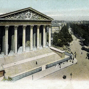 View of the church of the Madeleine and the boulevard de la Madeleine in Paris (Madeleine church in Paris) Postcard Private collection