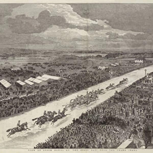 View of Epsom Downs on "The Derby Day, "from the Grand Stand (engraving)