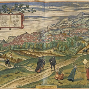 View of Granada (hand coloured engraving)