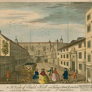 A view of the Guildhall in King Street, London (coloured engraving)