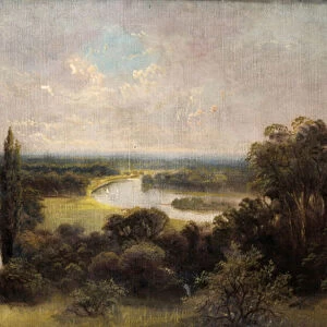 View down over Ham fields from top of Richmond Hill (oil on canvas)