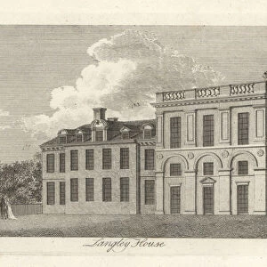 View of Langley House, in Long-Acre, Covent Garden, 1807. 1808 (engraving)