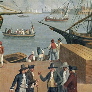 View of Messina harbour, detail of rich traders, 1791 (painting)