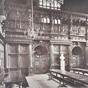 View of Middle Temple Hall interior, London, 1885 (b / w photo)