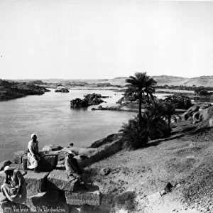 View of the Nile from Elephantine Island, c. 1880 (b / w photo)