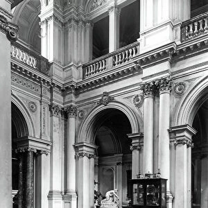 View of the north west corner of the Saloon, Clumber House, Nottinghamshire, from The English Country House (b/w photo)