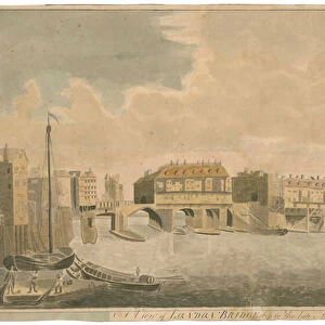 A view of Old London Bridge before alterations, as in 1757 (engraving)