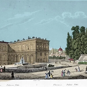 View of Pitti Palace in Florence. 19th century
