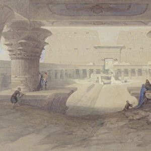 View from under the Portico of the Temple of Edfu, Upper Egypt, 1846 (w / c & gouache