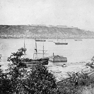 View of Quebec City across the Harbour, c. 1880-95 (b / w photo)