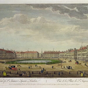 A View of St. Jamess Square, London, 1753 (hand coloured engraving)