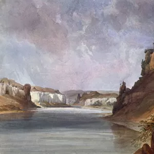View of the Stone walls on the Upper Missouri, 1832-34 (w / c on paper)