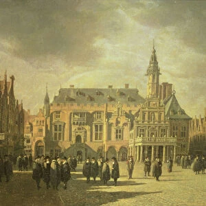 View of the Town Hall in the Market Square of Haarlem, 1671 (oil painting)