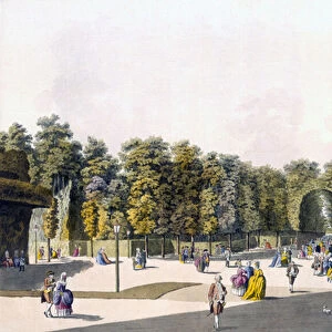 View of the Walk of Sighs at Augarten, Vienna, 1790s (coloured engraving)