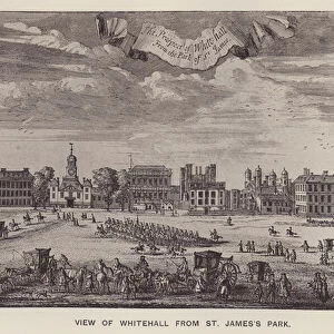 View of Whitehall from St Jamess Park (litho)