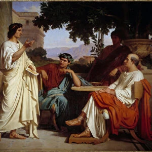 Virgile, Horace and Varius at Mecene Painting by Charles Francois Jalabert (1819-1901