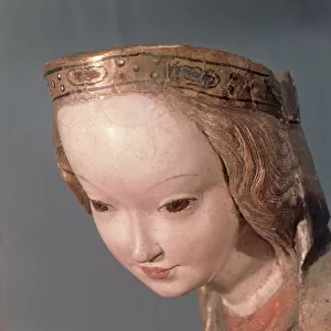 Virgin and Child, detail of the head of the Virgin, c. 1400 (polychrome wood