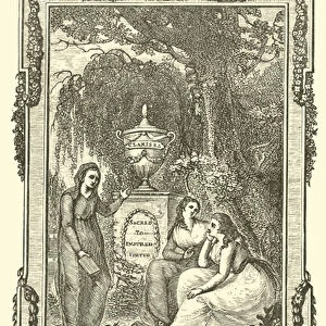 Virtue and Innocence seated at the Tomb of Clarissa (engraving)