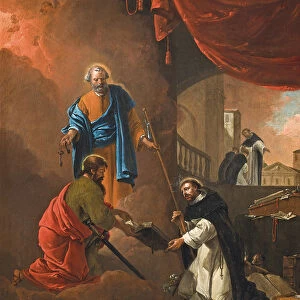 The Vision of Saint Dominic, with Saint Dominic blessing two missionary friars beyond