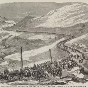 The War, General Vinoys Division passing the Defile of Mont Cenis, on the 5 May (engraving)