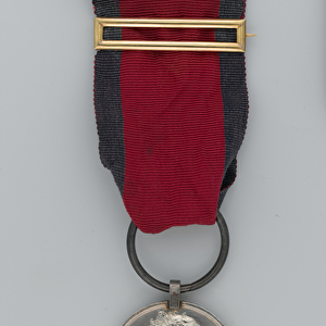 Waterloo Medal, 1815 (silver with silk ribbon & gilt buckle)