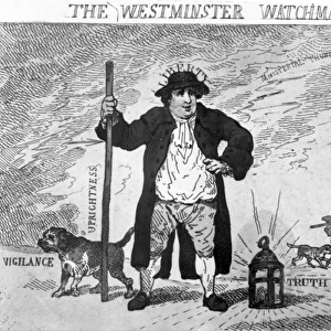 The Westminster Watchman, by Thomas Rowlanson, 1784 (engraving)