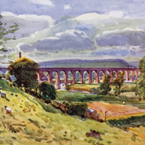 Whalley, the Viaduct (colour litho)