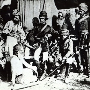 William Hodson with Officers, 1857 (b / w photo)