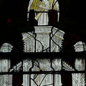 Window depicting canopy with Angel (stained glass)